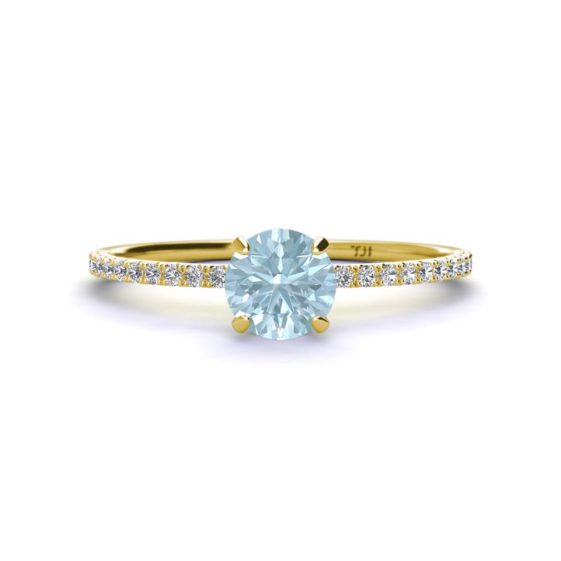 Hannah 6.50 mm Classic Round Aquamarine and Diamond Engagement Ring 
