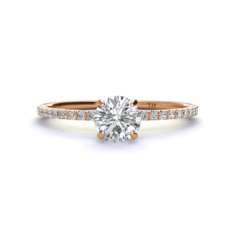 Hannah 6.50 mm Classic Round Forever One Moissanite and Diamond Engagement Ring 