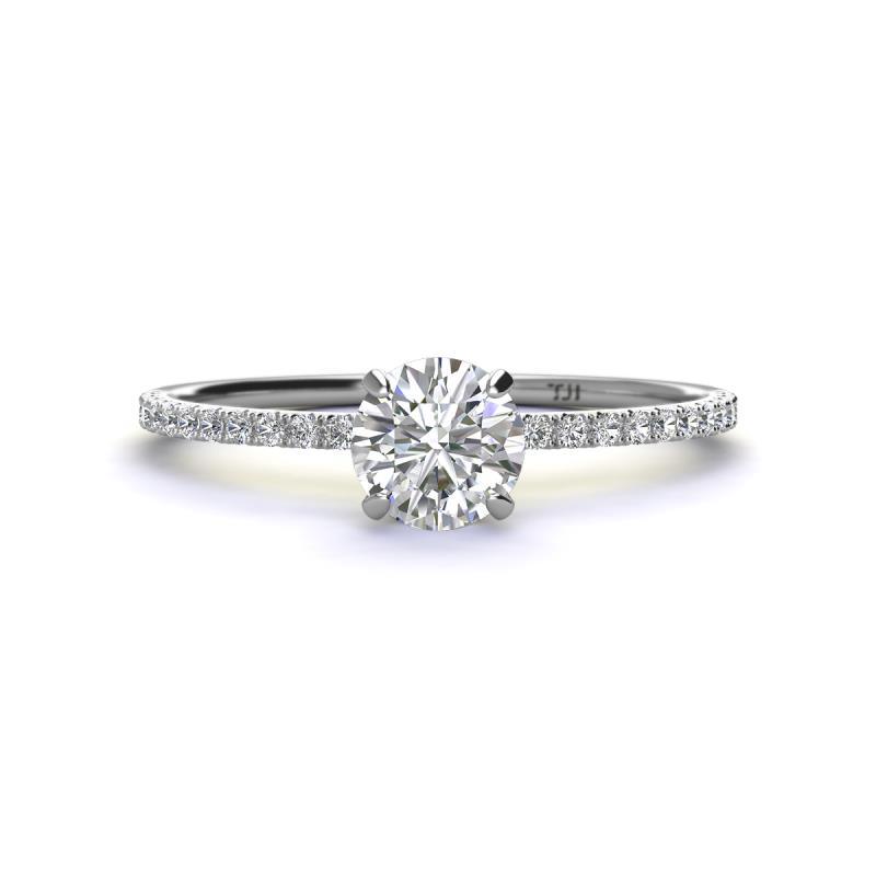 Hannah 6.50 mm Classic Round Forever One Moissanite and Diamond Engagement Ring 