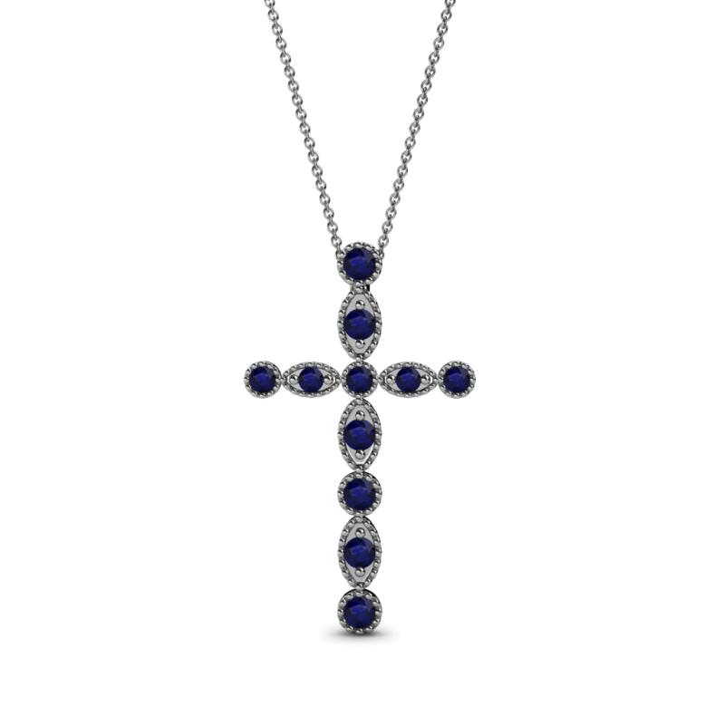 Abha Petite Blue Sapphire Cross Pendant 