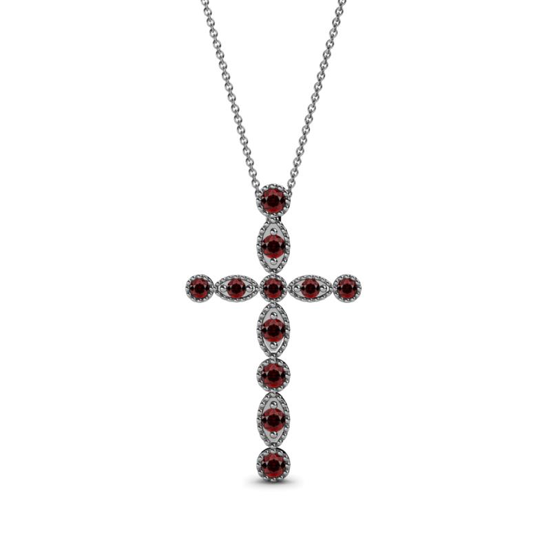 Abha Petite Red Garnet Cross Pendant 