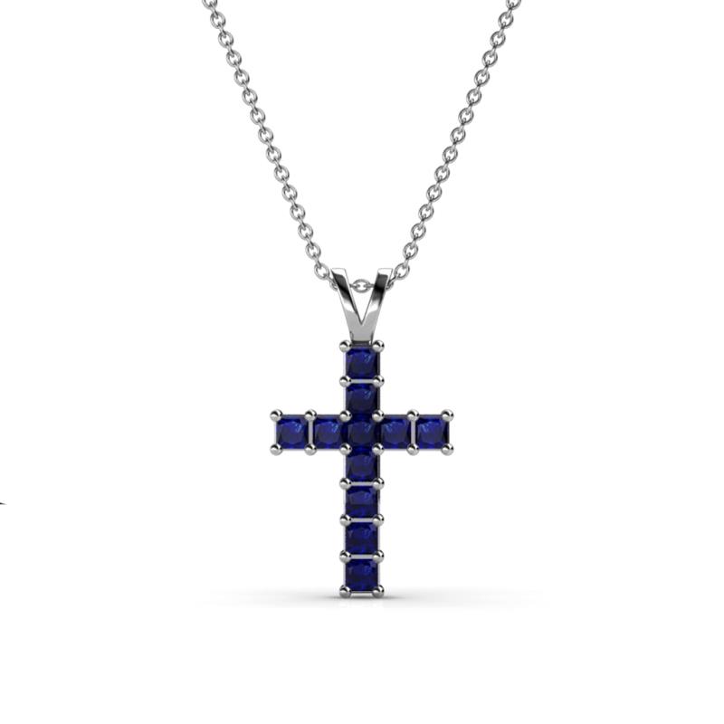 Ethel Blue Sapphire Cross Pendant 
