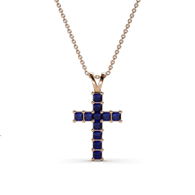 Ethel Blue Sapphire Cross Pendant 