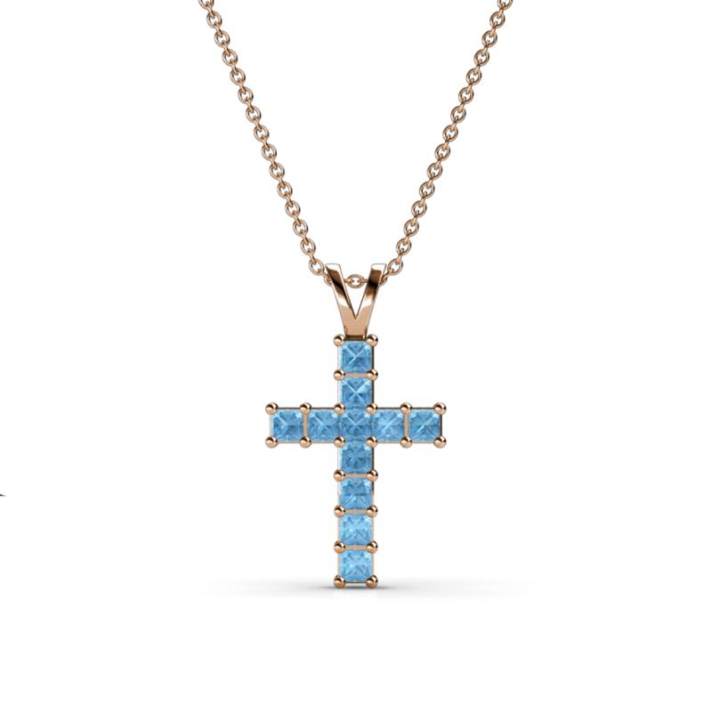 Ethel Blue Topaz Cross Pendant 