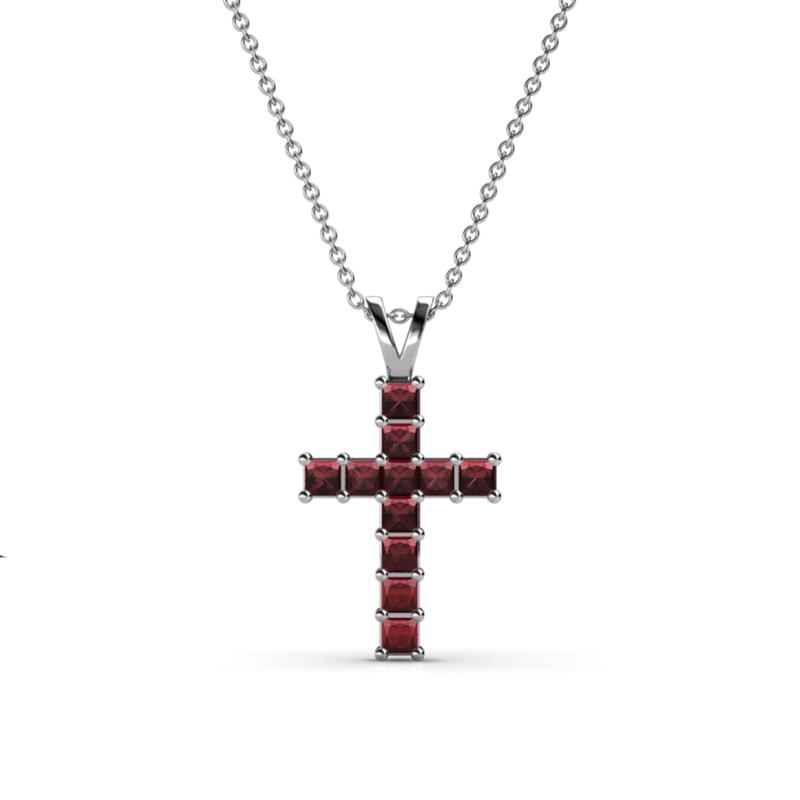 Ethel Red Garnet Cross Pendant 