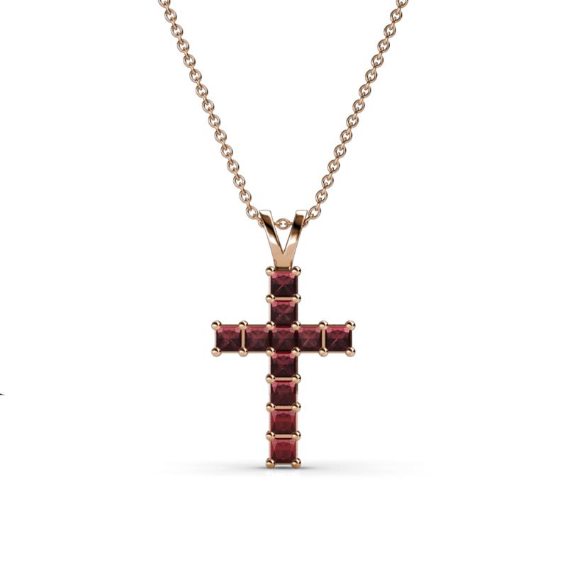 Ethel Red Garnet Cross Pendant 