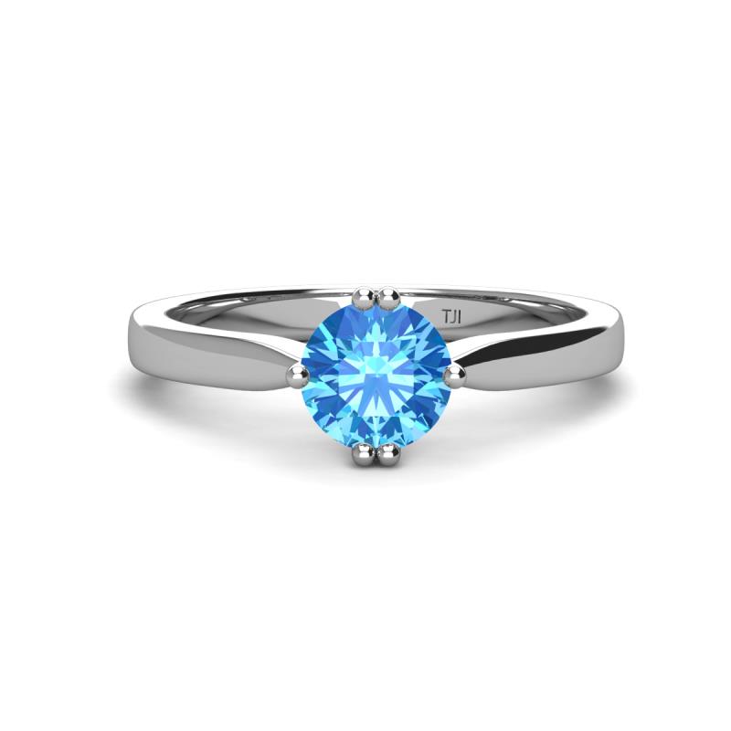 Isla 6.50 mm Round Blue Topaz Solitaire Engagement Ring  