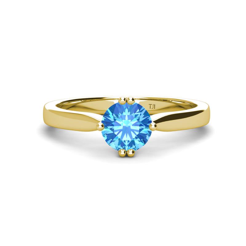 Isla 6.50 mm Round Blue Topaz Solitaire Engagement Ring  