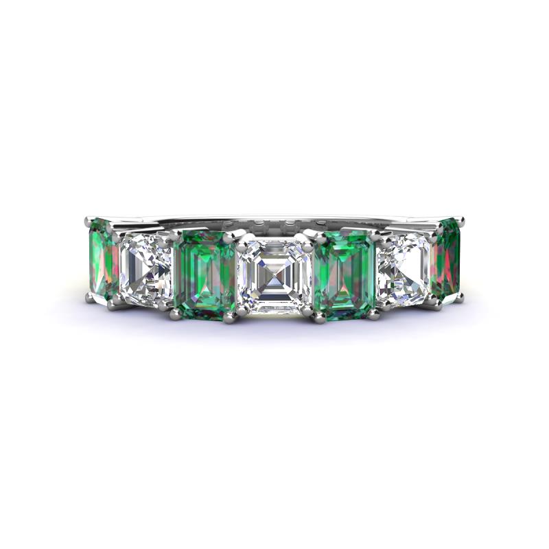 Amazon.com: PEORA 4.65 Carats Created Colombian Emerald Lab Grown Diamond  Ring in 14K White Gold, Asscher Cut, Size 4: Clothing, Shoes & Jewelry