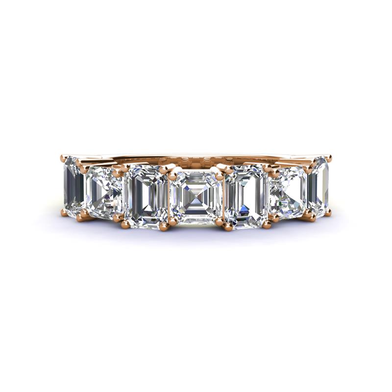 Aria Emerald Cut Lab Grown Diamond and Asscher Cut Diamond 7 Stone Wedding  Band 