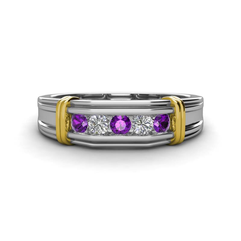 Kevin 0.44 ctw Amethyst and Natural Diamond Men Wedding Band (7.80 mm) 