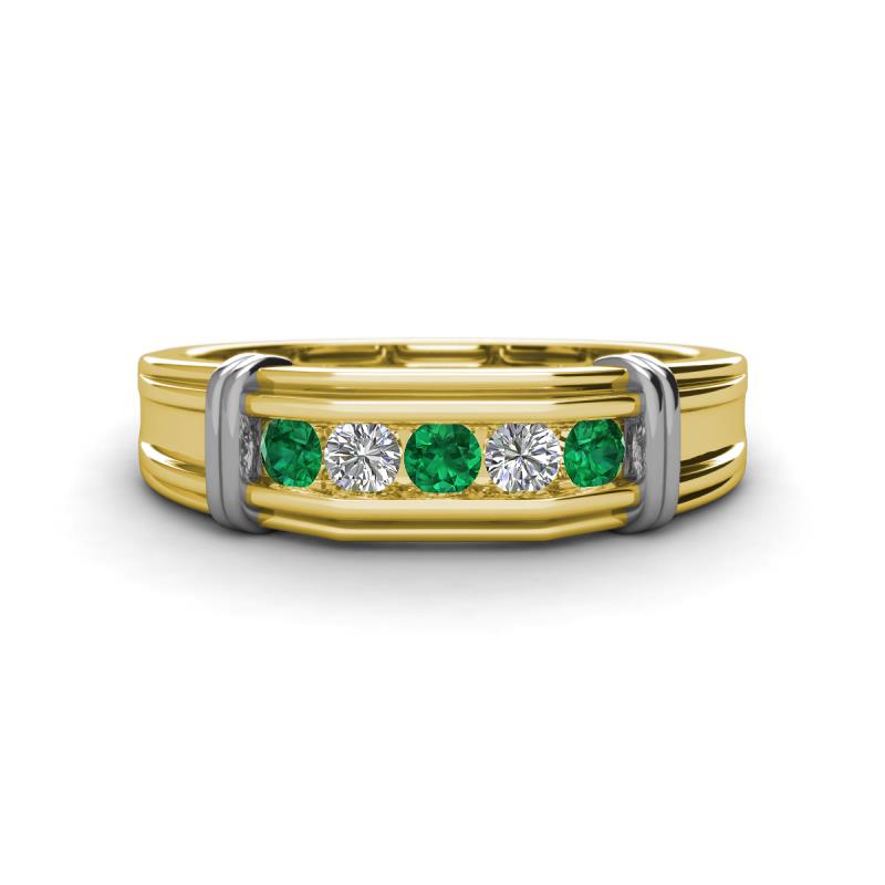 Kevin 0.50 ctw Emerald and Natural Diamond Men Wedding Band (7.80 mm) 