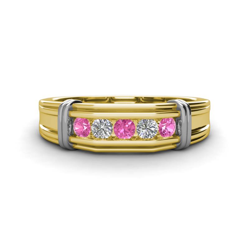 Kevin 0.52 ctw Pink Sapphire and Natural Diamond Men Wedding Band (7.80 mm) 