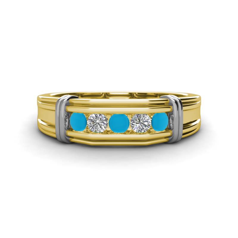Kevin 0.41 ctw Turquoise and Natural Diamond Men Wedding Band (7.80 mm) 