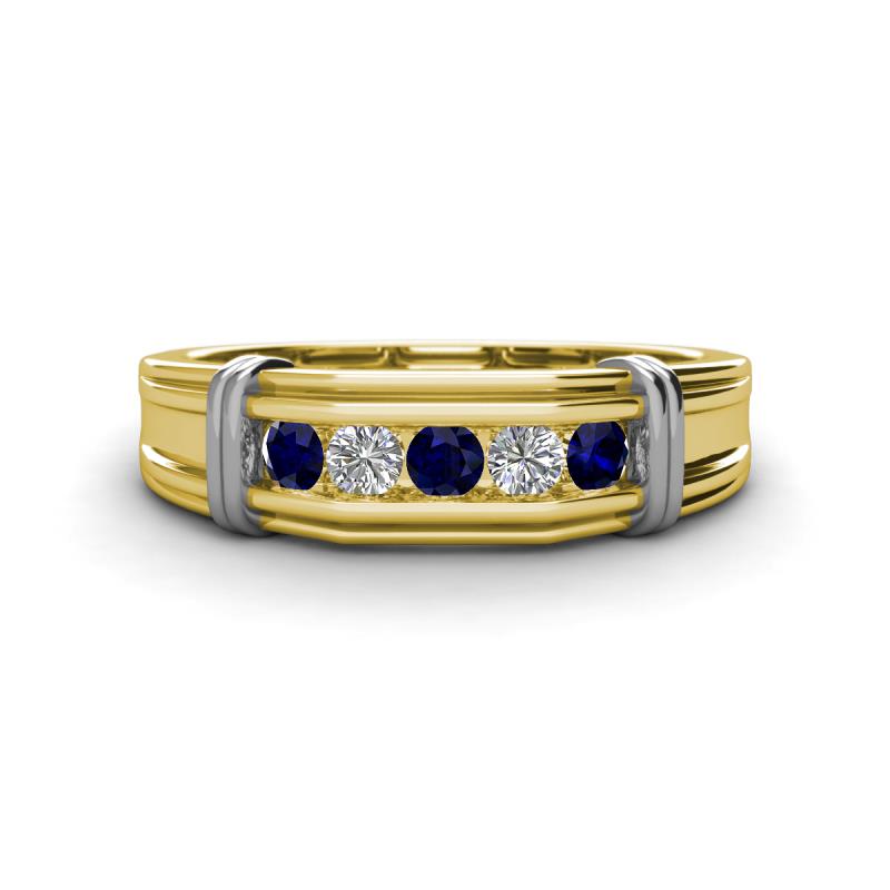 Kevin 0.56 ctw Blue Sapphire and Natural Diamond Men Wedding Band (7.80 mm) 