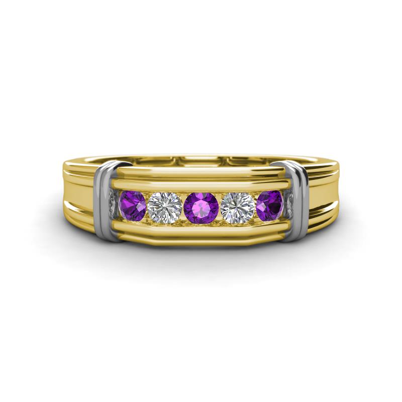 Kevin 0.44 ctw Amethyst and Natural Diamond Men Wedding Band (7.80 mm) 