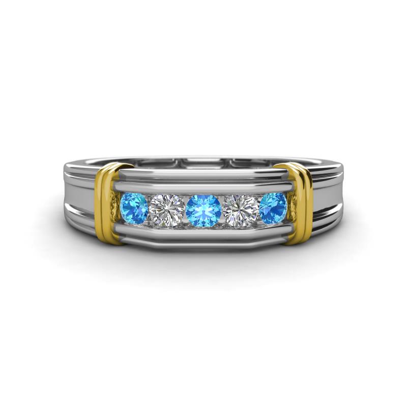 Kevin 0.47 ctw Blue Topaz and Natural Diamond Men Wedding Band (7.80 mm) 