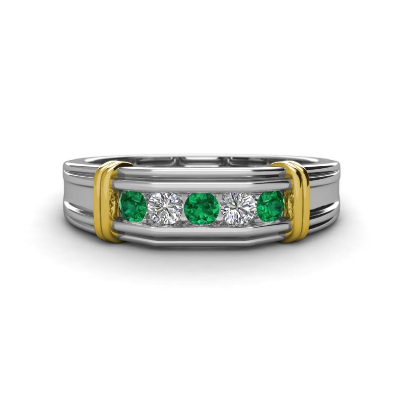 Kevin 0.50 ctw Emerald and Natural Diamond Men Wedding Band (7.80 mm) 