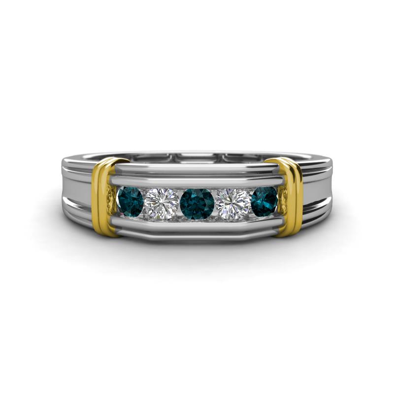 Kevin 0.53 ctw London Blue Topaz and Natural Diamond Men Wedding Band (7.80 mm) 