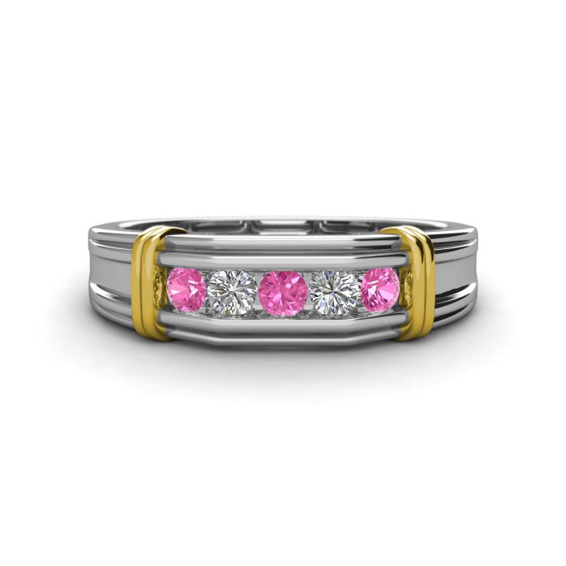 Kevin 0.52 ctw Pink Sapphire and Natural Diamond Men Wedding Band (7.80 mm) 