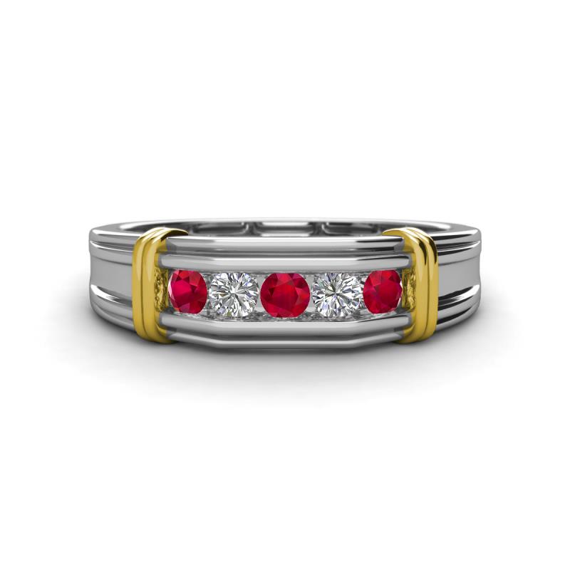 Kevin 0.50 ctw Ruby and Natural Diamond Men Wedding Band (7.80 mm) 
