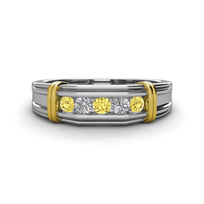 Kevin 0.52 ctw Yellow Sapphire and Natural Diamond Men Wedding Band (7.80 mm) 