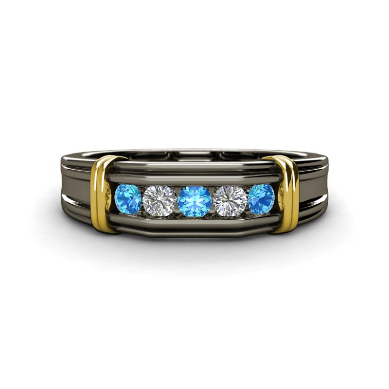 Kevin 0.47 ctw Blue Topaz and Natural Diamond Men Wedding Band (7.80 mm) 