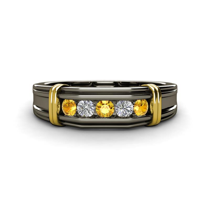 Kevin 0.44 ctw Citrine and Natural Diamond Men Wedding Band (7.80 mm) 
