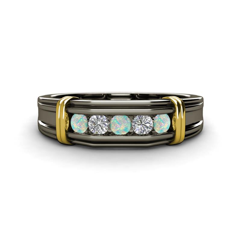 Kevin 0.38 ctw Opal and Natural Diamond Men Wedding Band (7.80 mm) 