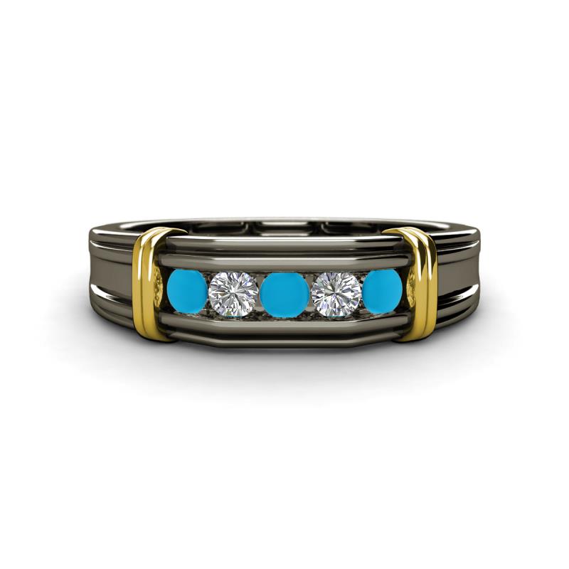 Kevin 0.41 ctw Turquoise and Natural Diamond Men Wedding Band (7.80 mm) 