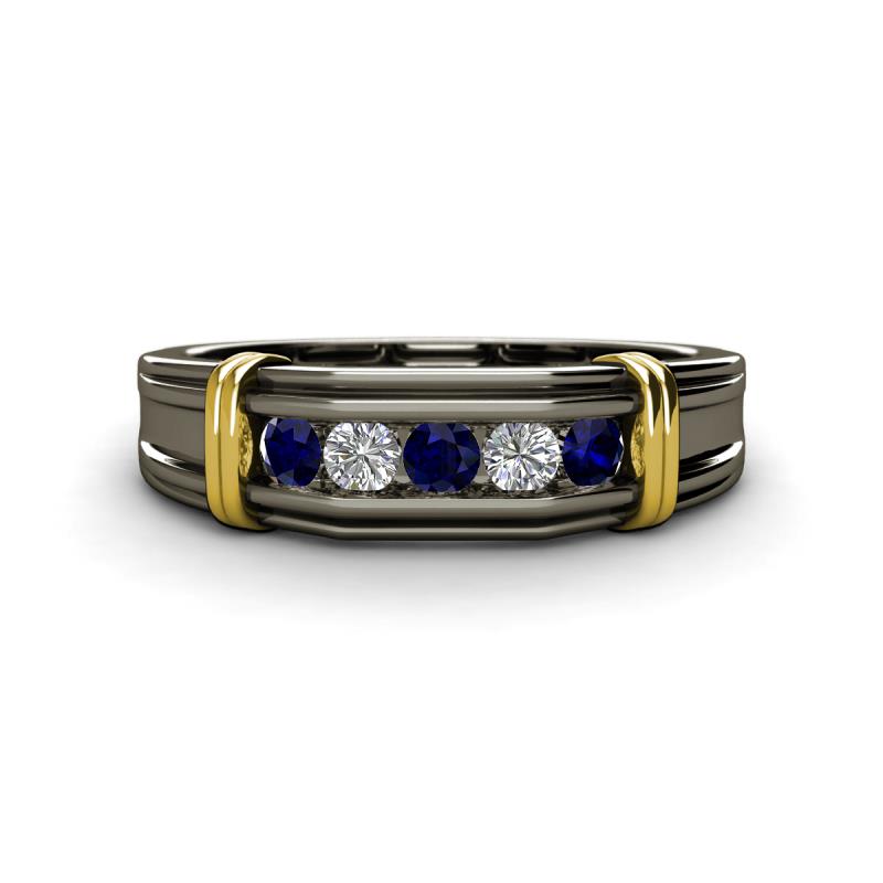 Kevin 0.56 ctw Blue Sapphire and Natural Diamond Men Wedding Band (7.80 mm) 