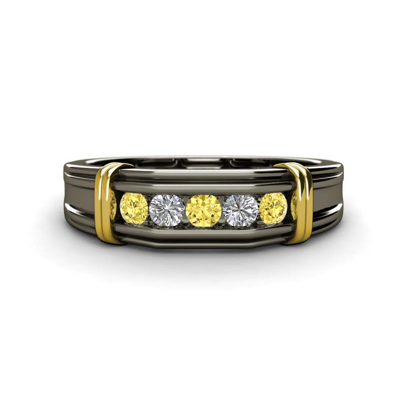 Kevin 0.52 ctw Yellow Sapphire and Natural Diamond Men Wedding Band (7.80 mm) 