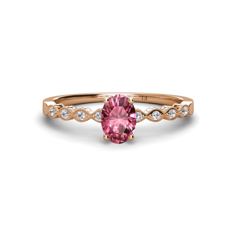 Amaira 7x5 mm Oval Cut Pink Tourmaline and Round Diamond Engagement Ring  