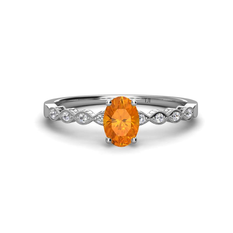 Amaira 7x5 mm Oval Cut Citrine and Round Diamond Engagement Ring  