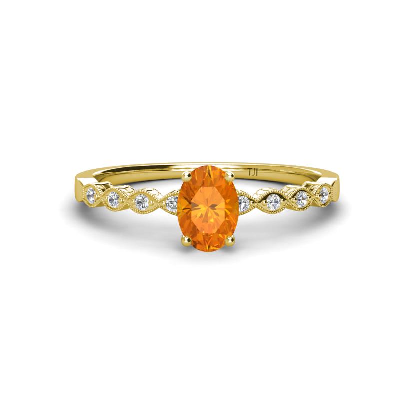 Amaira 7x5 mm Oval Cut Citrine and Round Diamond Engagement Ring  
