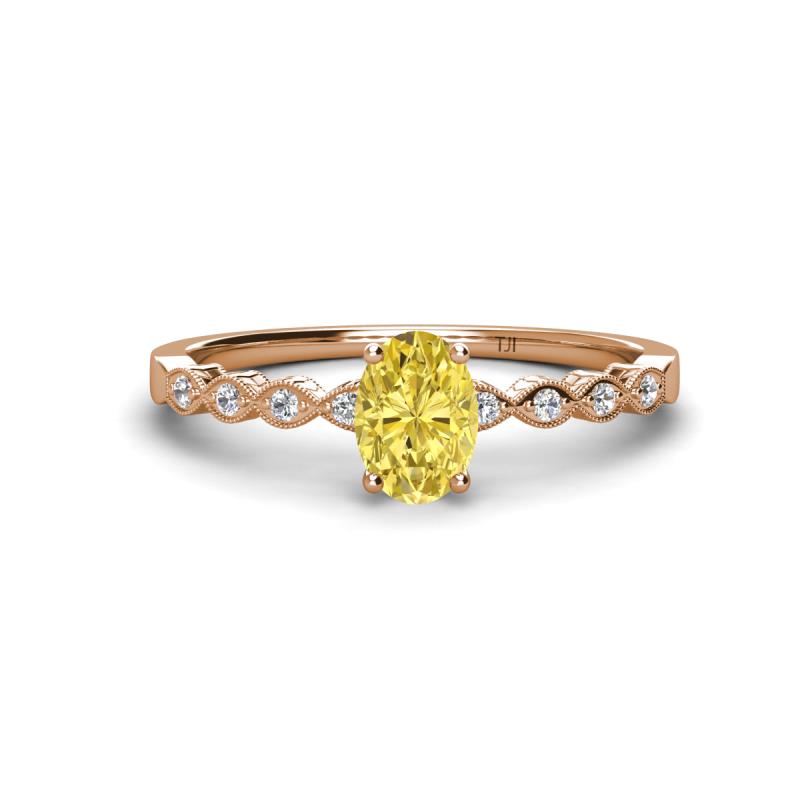 Amaira 7x5 mm Oval Cut Yellow Sapphire and Round Diamond Engagement Ring  