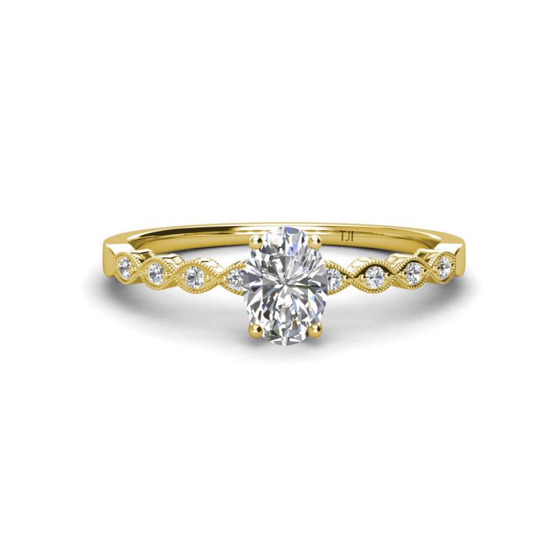 Amaira 7x5 mm Oval Cut Diamond and Round Diamond Engagement Ring  