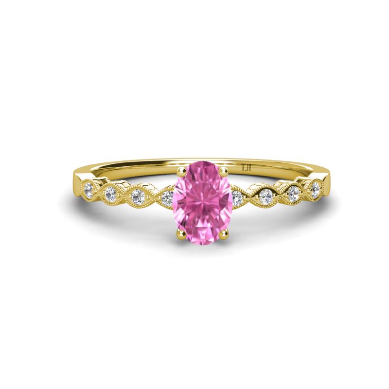 Amaira 7x5 mm Oval Cut Pink Sapphire and Round Diamond Engagement Ring  