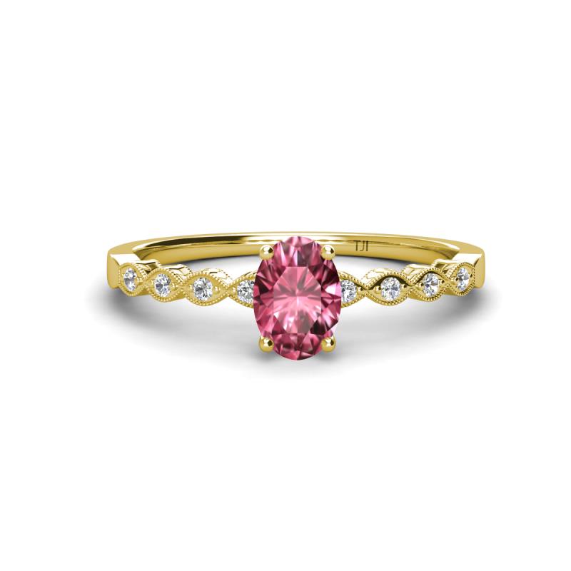 Amaira 7x5 mm Oval Cut Pink Tourmaline and Round Diamond Engagement Ring  