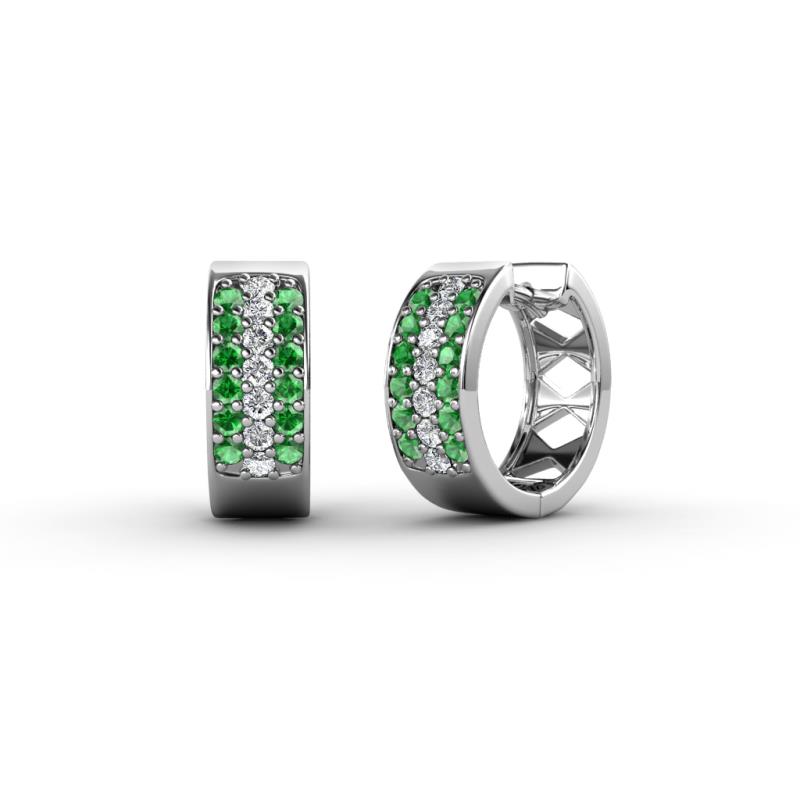 Anais Green Garnet and Diamond Hoop Earrings 