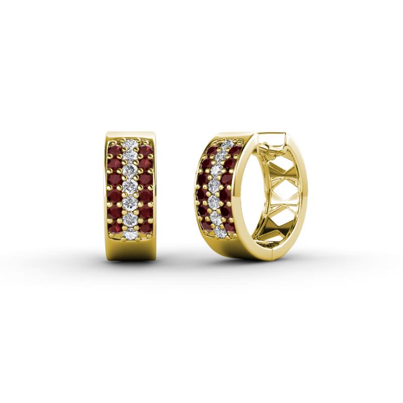 Anais Red Garnet and Diamond Hoop Earrings 