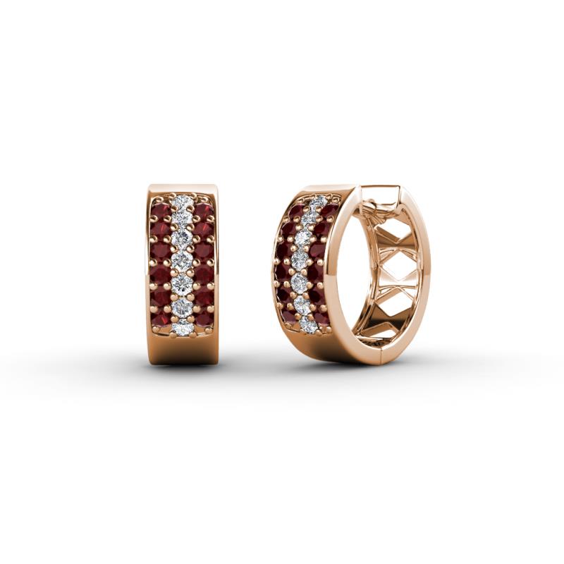 Anais Red Garnet and Diamond Hoop Earrings 