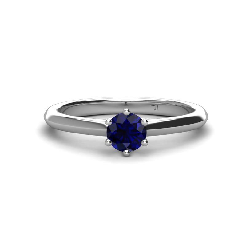 Maxine 5.00 mm Round Blue Sapphire Solitaire Engagement Ring 