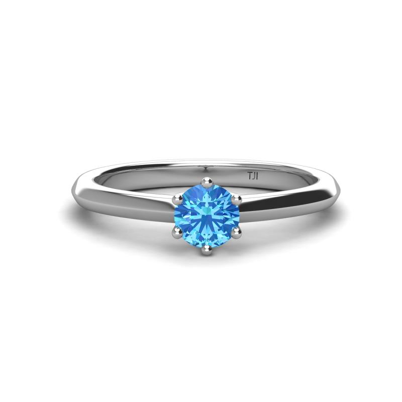 Maxine 5.00 mm Round Blue Topaz Solitaire Engagement Ring 