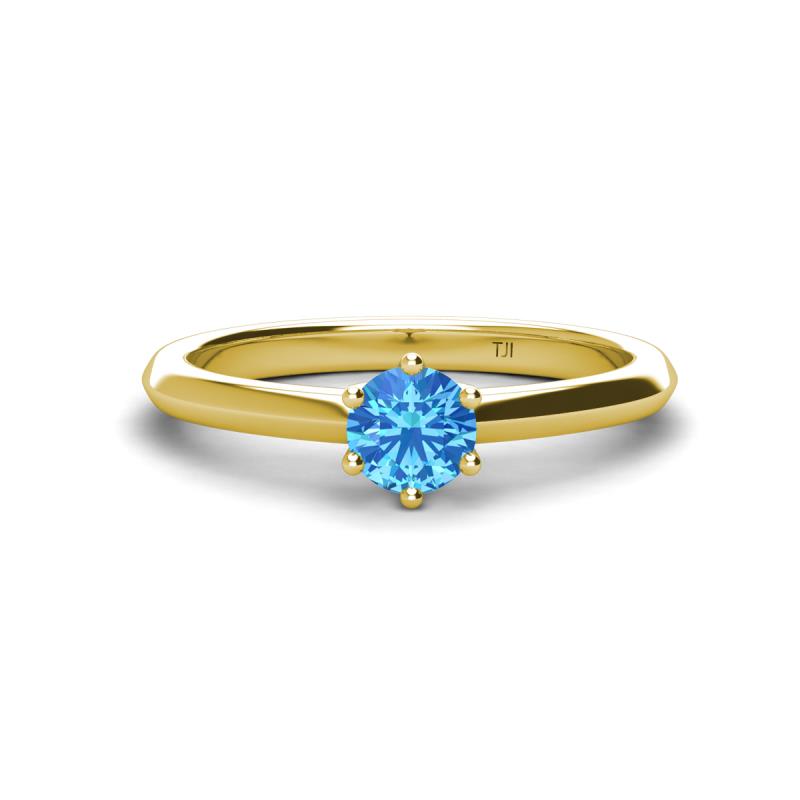 Maxine 5.00 mm Round Blue Topaz Solitaire Engagement Ring 