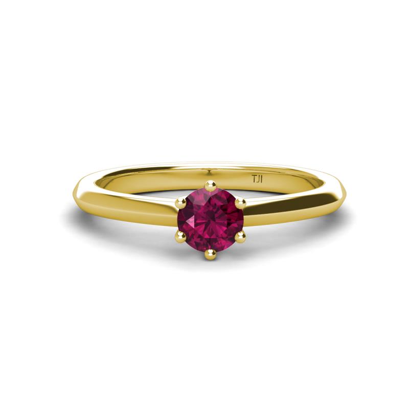 Maxine 5.00 mm Round Rhodolite Garnet Solitaire Engagement Ring 