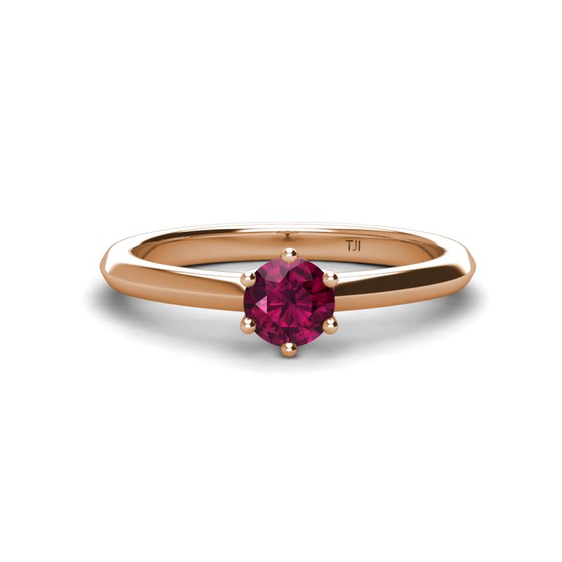 Maxine 5.00 mm Round Rhodolite Garnet Solitaire Engagement Ring 