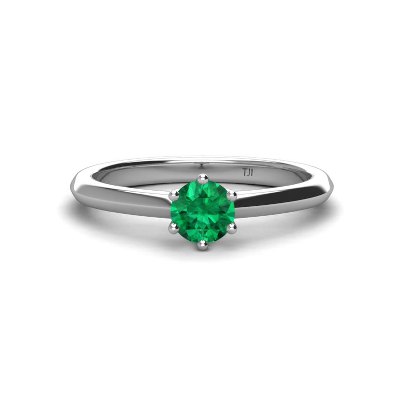 Maxine 5.00 mm Round Emerald Solitaire Engagement Ring 