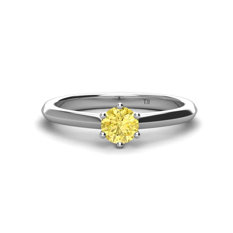 Maxine 5.00 mm Round Lab Created Yellow Sapphire Solitaire Engagement Ring 