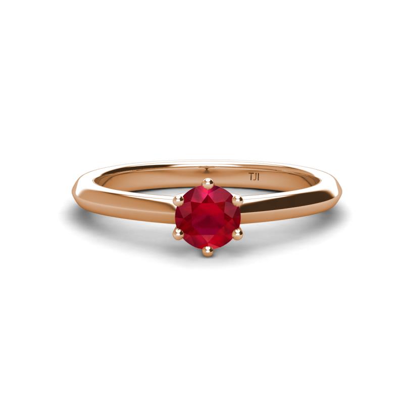 Maxine 5.00 mm Round Ruby Solitaire Engagement Ring 